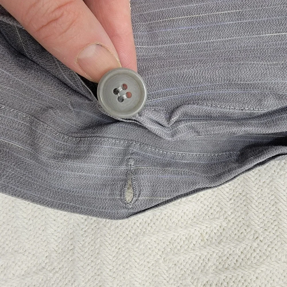Calvin Klein Home Grey Thin Stripe Duvet Cover‎ Full/Queen 100% Cotton EUC